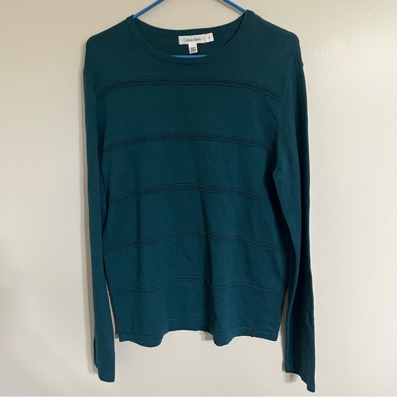 NWT Men’s Calvin Klein Crew Neck Cotton Modal Master Green Sweater Size Medium - Picture 1 of 6